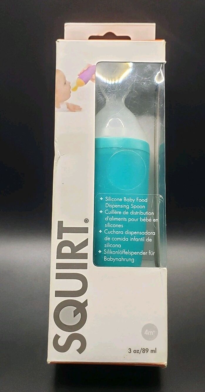 Boon SQUIRT  Soft Silicone Baby Feeding Dispensing  Spoon Blue 3oz (89ml) oz NiB